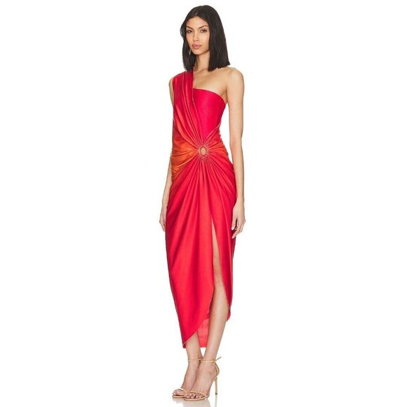 Baobab Nikka Dress in Puesta De Sol & Red Small New Womens Midi One Shoulder - Picture 4 of 12